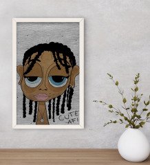 BK Home The Lazy People Collection Cute Girl Dekoratif Ahşap Beyaz Çerçeveli Tablo-1