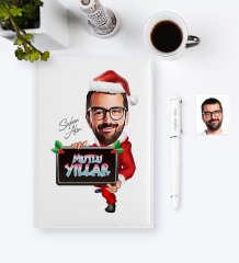 Kişiye Özel Yılbaşı Temalı Bay Karikatürlü 2023 Ajanda Kalem Seti - 1