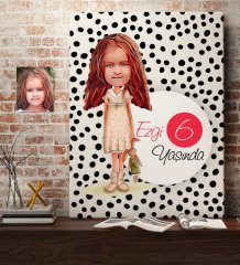 Kişiye Özel Kız Çocuk Yaş Karikatürlü Kanvas Tablo 50x70cm-7