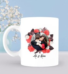 Kişiye Özel Fotoğraflı Çiçek Temalı Beyaz Kupa Bardak