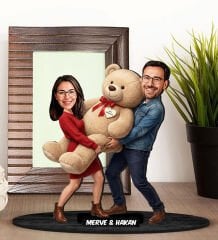 BK Gift Kişiye Özel Sevgili Karikatürlü Ahşap Biblo -12, Fotoğraftan Karikatür, Sevgililer Günü Hediyesi, Ev Hediyesi