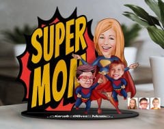BK Gift Kişiye Özel Aile Karikatürlü 3D Ahşap Biblo, Anneler Günü Biblo, Ahşap Biblo, Anneye Hediye, Ev Dekoru-3