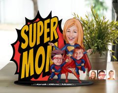 BK Gift Kişiye Özel Aile Karikatürlü 3D Ahşap Biblo, Anneler Günü Biblo, Ahşap Biblo, Anneye Hediye, Ev Dekoru-3