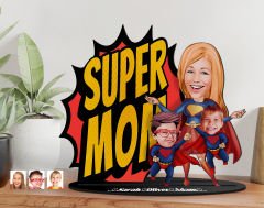 BK Gift Kişiye Özel Aile Karikatürlü 3D Ahşap Biblo, Anneler Günü Biblo, Ahşap Biblo, Anneye Hediye, Ev Dekoru-3