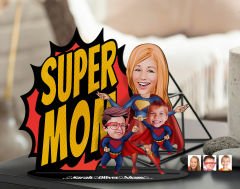 BK Gift Kişiye Özel Aile Karikatürlü 3D Ahşap Biblo, Anneler Günü Biblo, Ahşap Biblo, Anneye Hediye, Ev Dekoru-3