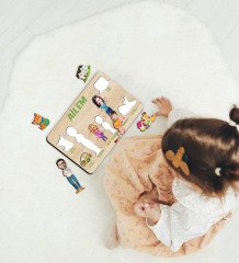 BK Toys Çocuklara Özel Ailem Konseptli(4 Kişilik) Ahşap Eğitici Yapboz Puzzle-Model 4