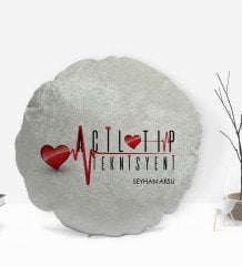 Kişiye Özel İsimli Acil Tip Teknisyeni Tasarımlı Dekoratif Kırlent Yastık-2