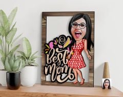 BK Gift Kişiye Özel Anneler Günü Karikatürlü 3D Ahşap Tablo, Anneye Hediye, Anneler Günü Hediyesi-2