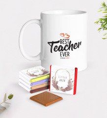 Kişiye Özel En İyi Öğretmen Beyaz Kupa ve Çikolata Hediye Seti-13