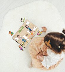 BK Toys Çocuklara Özel Ailem Konseptli(5 Kişilik) Ahşap Eğitici Yapboz Puzzle-Model 6