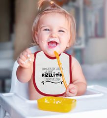 BK Kids Rizeliyim Tasarımlı Kırmızı Bebek Body Zıbın ve Mama Önlüğü Hediye Seti-1