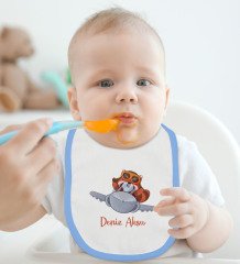 BK Kids Kişiye Özel Mavi Bebek Mama Önlüğü - Model 185