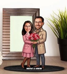 BK Gift Kişiye Özel Sevgili Karikatürlü Ahşap Biblo -15, Fotoğraftan Karikatür, Sevgililer Günü Hediyesi, Ev Hediyesi