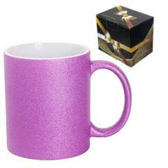 Sublimasyon Porselen Glitter (Simli) Mor Kupa - Kutulu