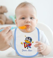 BK Kids Kişiye Özel Mavi Bebek Mama Önlüğü - Model 186