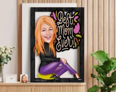 BK Gift Kişiye Özel Anneler Günü Karikatürlü 3D Ahşap Tablo, Anneye Hediye, Anneler Günü Hediyesi-4
