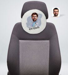 Kişiye Özel İsimli Erkek Doktor Karikatürlü Yuvarlak Araç Koltuk Yastığı-8