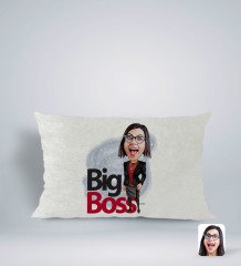 Kişiye Özel Kadın Big Boss Karikatürlü Dikdörtgen Araç Koltuk Yastığı-2