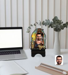 Kişiye Özel Viking Karikatürlü Ahşap Biblo Telefon Standı-1