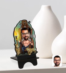 Kişiye Özel Viking Karikatürlü Ahşap Biblo Telefon Standı-1
