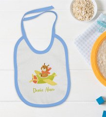 BK Kids Kişiye Özel Mavi Bebek Mama Önlüğü - Model 187