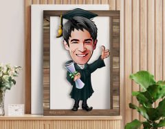 BK Gift Kişiye Özel Erkek Mezun Karikatürlü 3D Ahşap Tablo, Sevgiliye Hediye, Arkadaşa Hediye, Yıl Dönümü Hediyesi, Doğum Günü Hediyesi-1