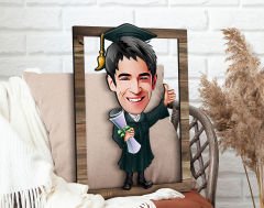 BK Gift Kişiye Özel Erkek Mezun Karikatürlü 3D Ahşap Tablo, Sevgiliye Hediye, Arkadaşa Hediye, Yıl Dönümü Hediyesi, Doğum Günü Hediyesi-1