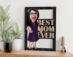 BK Gift Kişiye Özel Anneler Günü Karikatürlü 3D Ahşap Tablo, Anneye Hediye, Anneler Günü Hediyesi-5