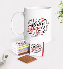 Kişiye Özel Yılbaşı Mutlu Yıllar Beyaz Kupa ve Çikolata Hediye Seti-4