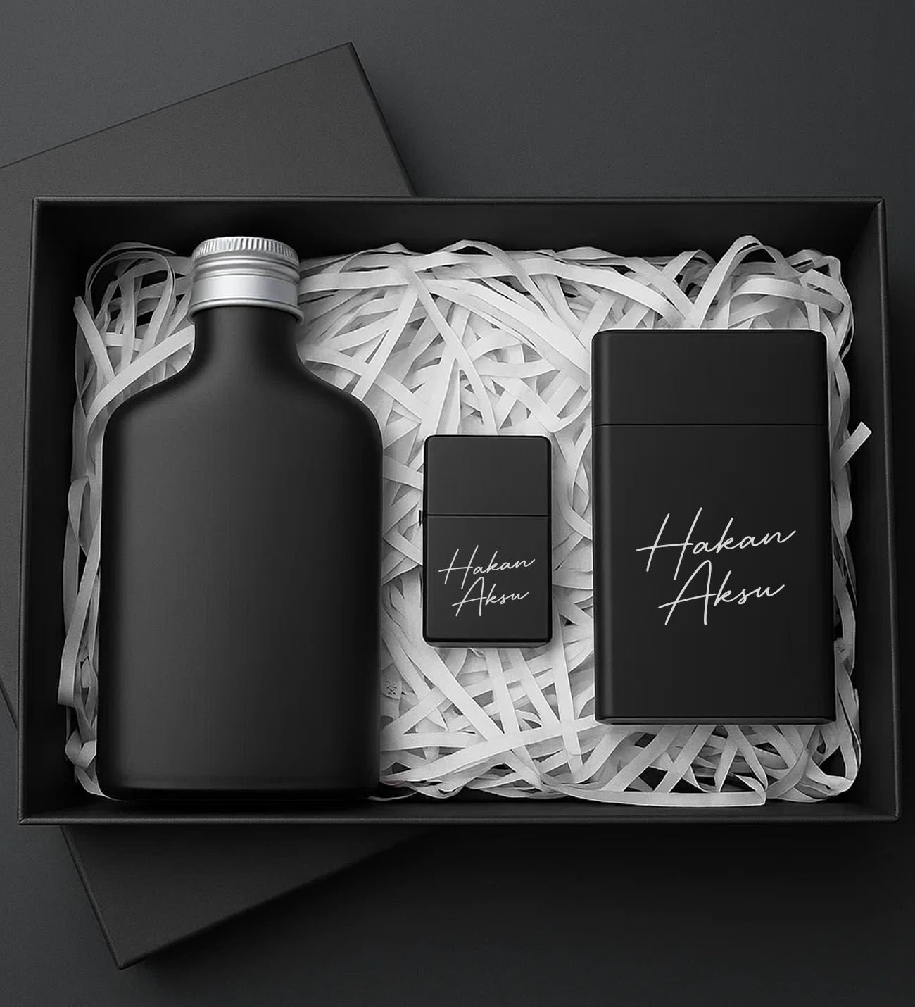 BK Gift Kişiye Özel İsimli Kolonya & Sigara Kutusu & Çakmak Hediye Seti, Erkeklere Özel Hediye