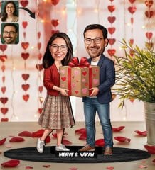 BK Gift Kişiye Özel Sevgili Karikatürlü Ahşap Biblo -17, Fotoğraftan Karikatür, Sevgililer Günü Hediyesi, Ev Hediyesi
