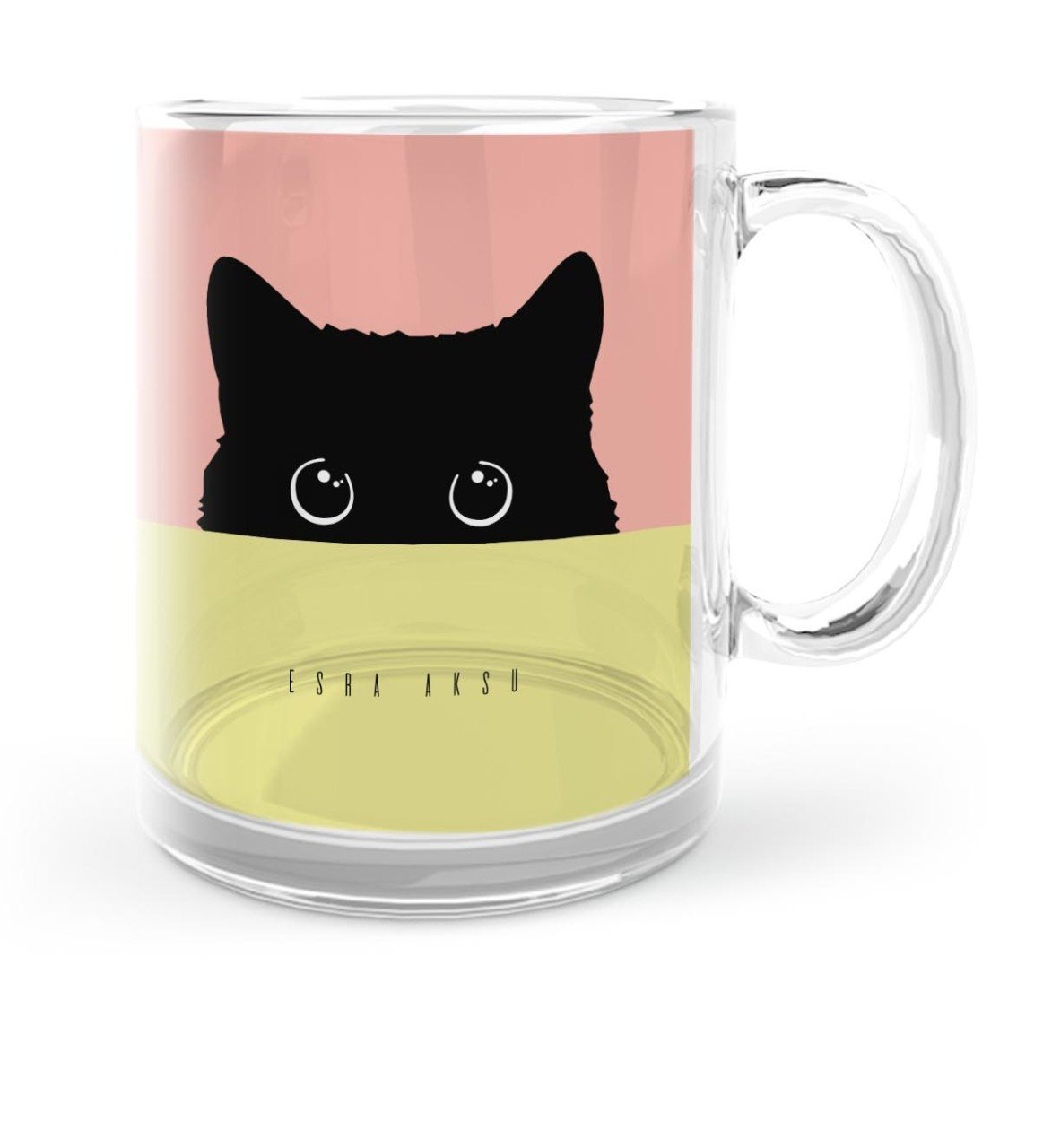 Kişiye Özel Siyah Kedicik Cam Kupa Bardak - 9