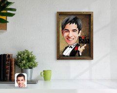 Kişiye Özel Godfather Baba Karikatürlü Doğal Masif Ahşap Çerçeveli Tablo-3