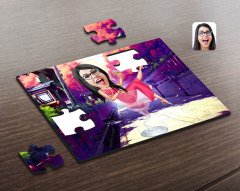 Kişiye Özel Kadın Patroniçe Karikatürlü Ahşap Puzzle-1