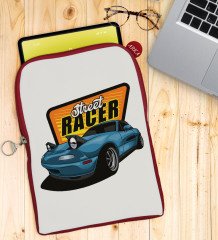 BK Gift Street Racer Tasarımlı Taşınabilir Koruyucu Tablet Kılıfı & Organizer Çanta - Kırmızı-1
