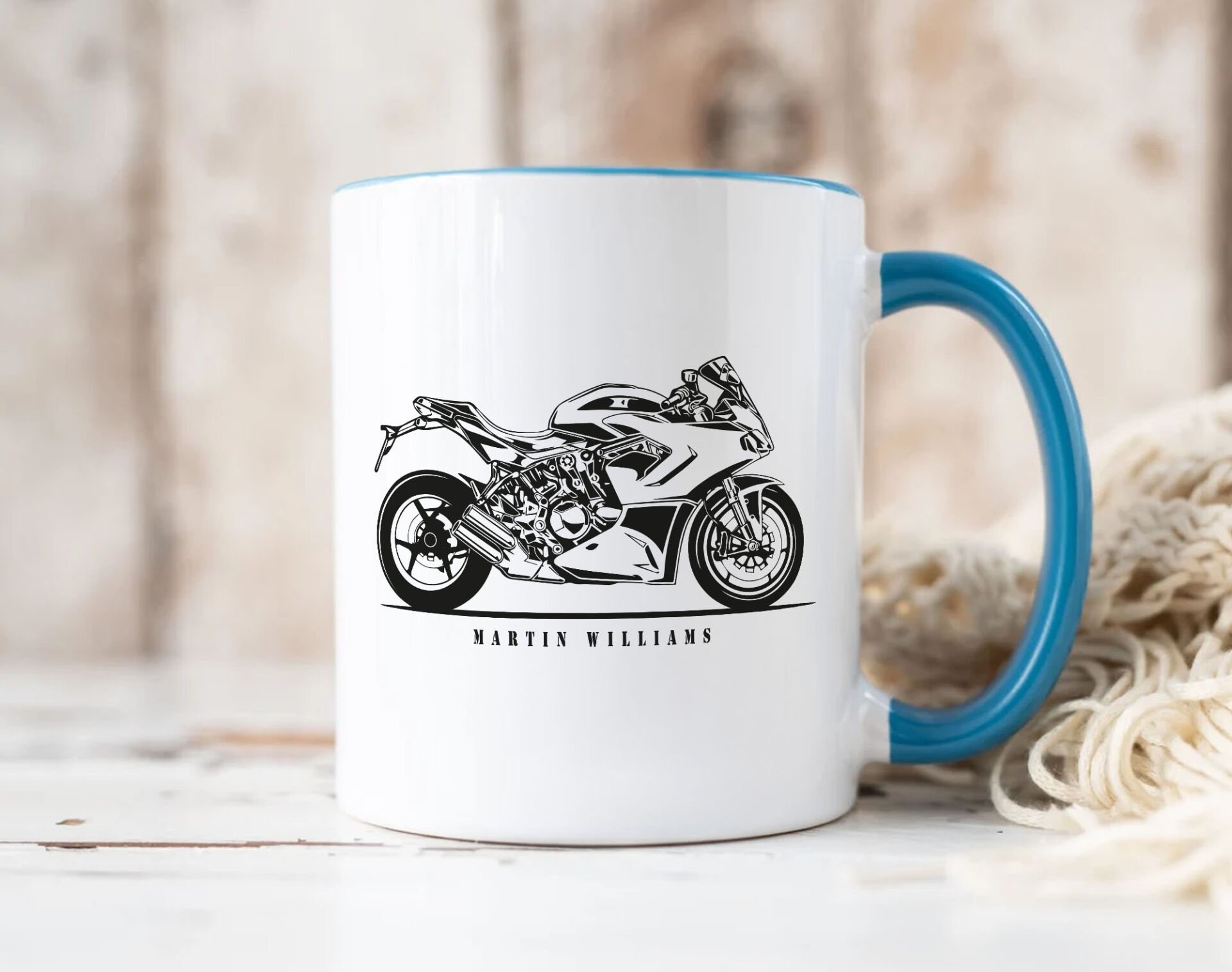 BK Gift Kişiye Özel Motorcu Temalı Mavi Kupa Bardak-12, Arkadaşa Hediye, Sevgiliye Hediye