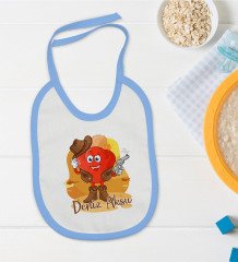 BK Kids Kişiye Özel Mavi Bebek Mama Önlüğü - Model 190