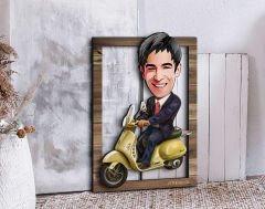BK Gift Kişiye Özel Erkek Motorcu Karikatürlü 3D Ahşap Tablo, Sevgiliye Hediye, Arkadaşa Hediye, Yıl Dönümü Hediyesi, Doğum Günü Hediyesi-3