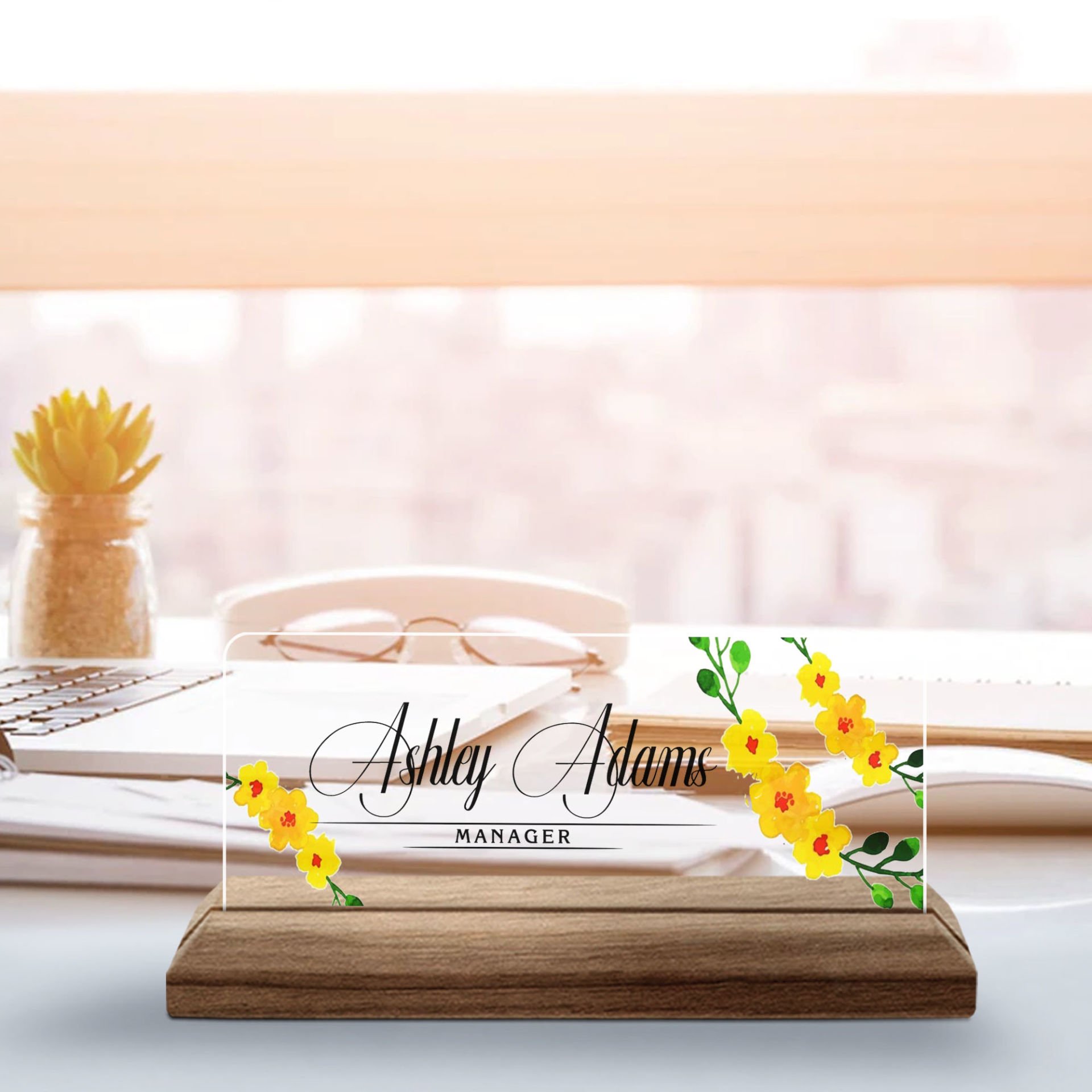 BK Gift Kişiye Özel İsimli Hemşire Temalı Ahşap Tabanlı Akrilik Masa İsimliği-3, Ofis Dekoru, Mesleki Hediye, Ofis Hediyeleri