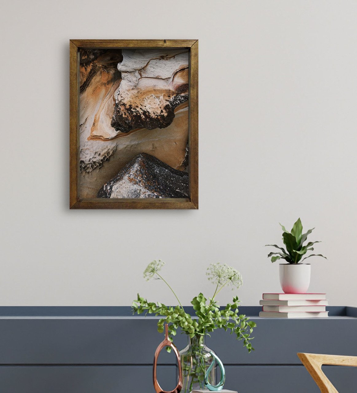 BK Gift Otel Odası Konseptli Doğal Masif Ahşap Çerçeveli Tablo 45x65cm-122