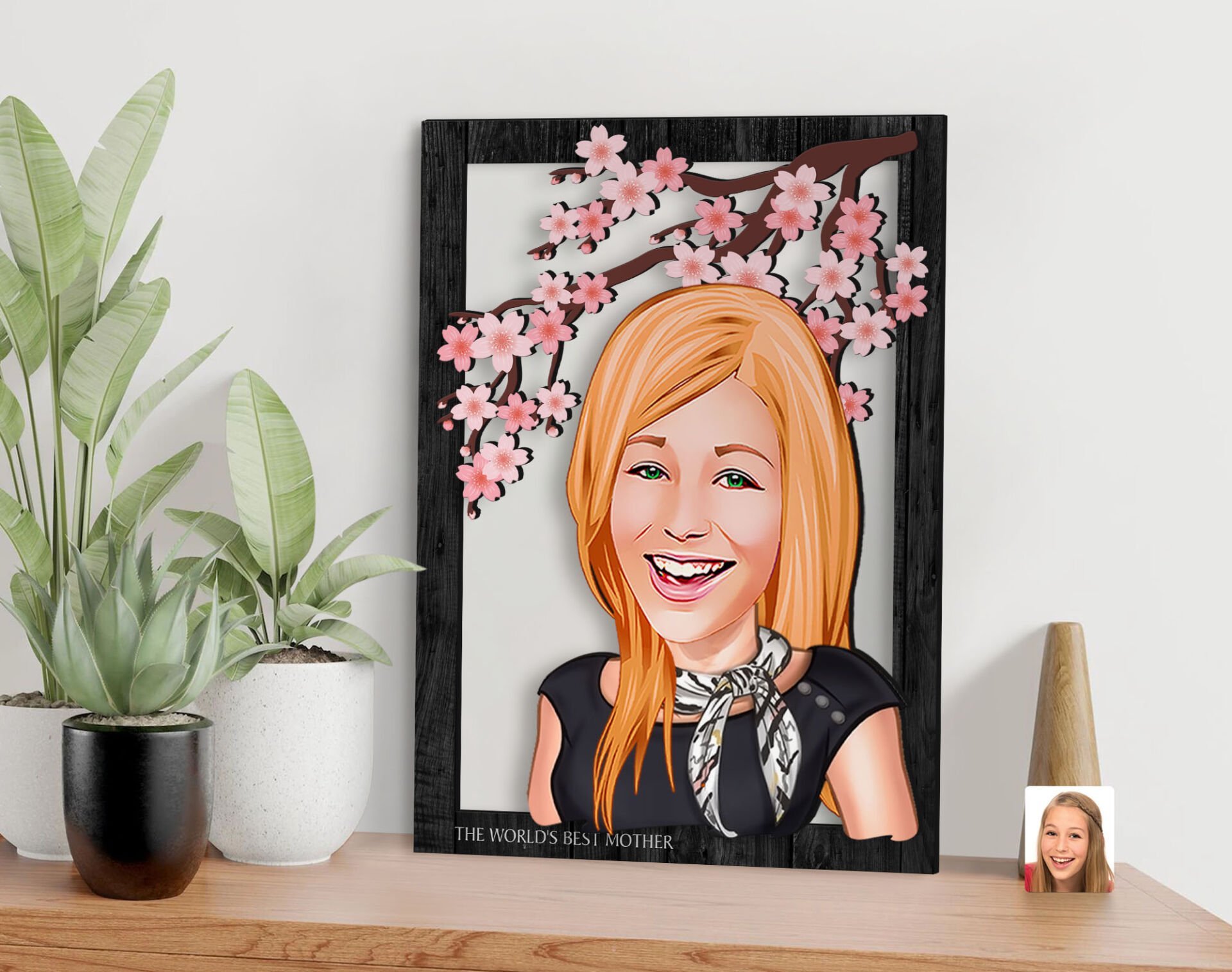 BK Gift Kişiye Özel Anneler Günü Karikatürlü 3D Ahşap Tablo, Anneye Hediye, Anneler Günü Hediyesi-9