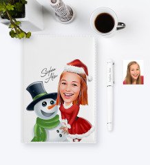Kişiye Özel Yılbaşı Temalı Bayan Karikatürlü 2023 Ajanda Kalem Seti - 4