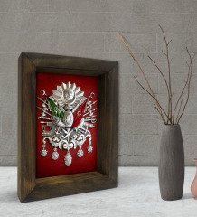 BK Gift Osmanlı Arması Tasarımlı Dekoratif Doğal Masif Ahşap Çerçeve 15x20cm-5