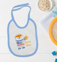 BK Kids Kişiye Özel Mavi Bebek Mama Önlüğü - Model 193