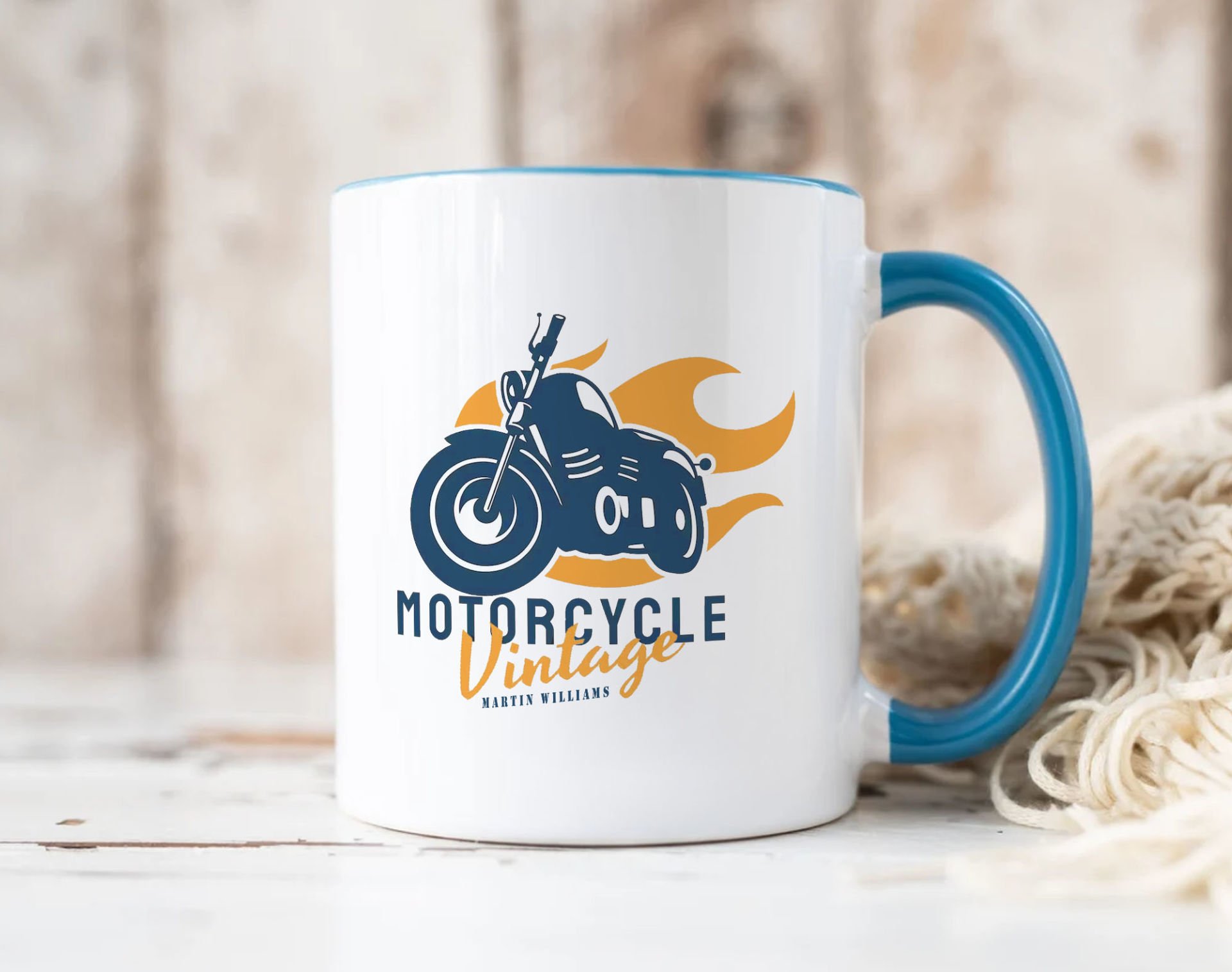 BK Gift Kişiye Özel Motorcu Temalı Mavi Kupa Bardak-15, Arkadaşa Hediye, Sevgiliye Hediye