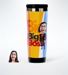 Kişiye Özel Bayan Big Boss Karikatürlü Çelik Termos Bardak - 2