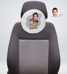 Kişiye Özel İsimli Erkek Gamer Karikatürlü Yuvarlak Araç Koltuk Yastığı-1