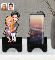 Kişiye Özel Bebek Süprizi Karikatürlü Ahşap Biblo Telefon Standı-1