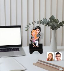 Kişiye Özel Bebek Süprizi Karikatürlü Ahşap Biblo Telefon Standı-1