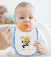 BK Kids Kişiye Özel Mavi Bebek Mama Önlüğü - Model 194